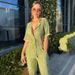 Women's Clothing Short-sleeved Shirt Elegant Pleated High Waist Wide-leg Pants Set_desvips.com