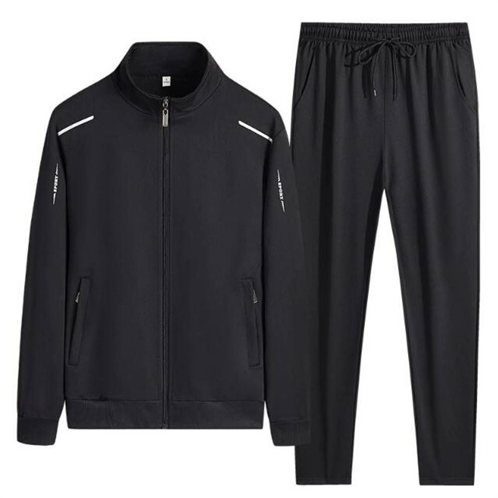 Spring Autumn Fashion Tracksuits Men's Stand Collar Zipper Sweatshirts + Lace-Up Sweatpants 2 Piece Casual Sport Sets L-6XL_desvips.com