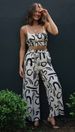 Women's clothing new printed sleeveless suspender short top + long wide leg pants_desvips.com