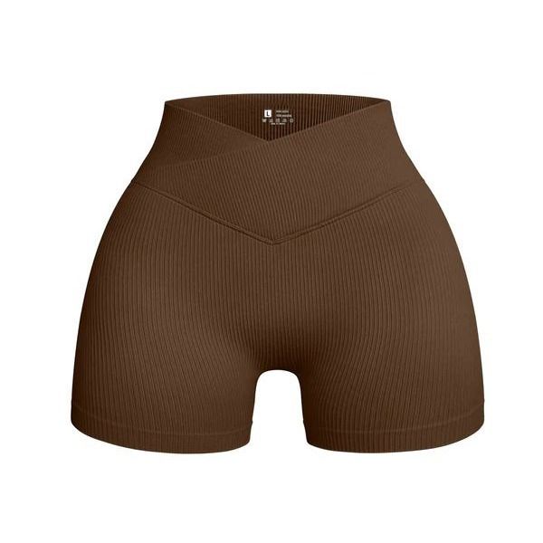 Women's High-Waisted Ribbed Yoga Shorts Hip Lifting Three Quarter Length Fitness Moisture Wicking Sweat Control Running Pants_desvips.com