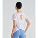 Hsinchu Festival Yarn Summer Fitness Short Sleeve Breathable T-Shirt Hollow Out Beautiful Back Sports Top Women's Yoga_desvips.com