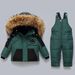 Children's Down Jacket Warm Baby Thickened Overalls Boys And Girls Winter Two-Piece Set_desvips.com