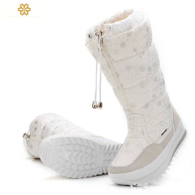 Ski Boots New Long Snow Boots Thick Wool Anti Slip Snow Boots Women's Snow Boots_desvips.com