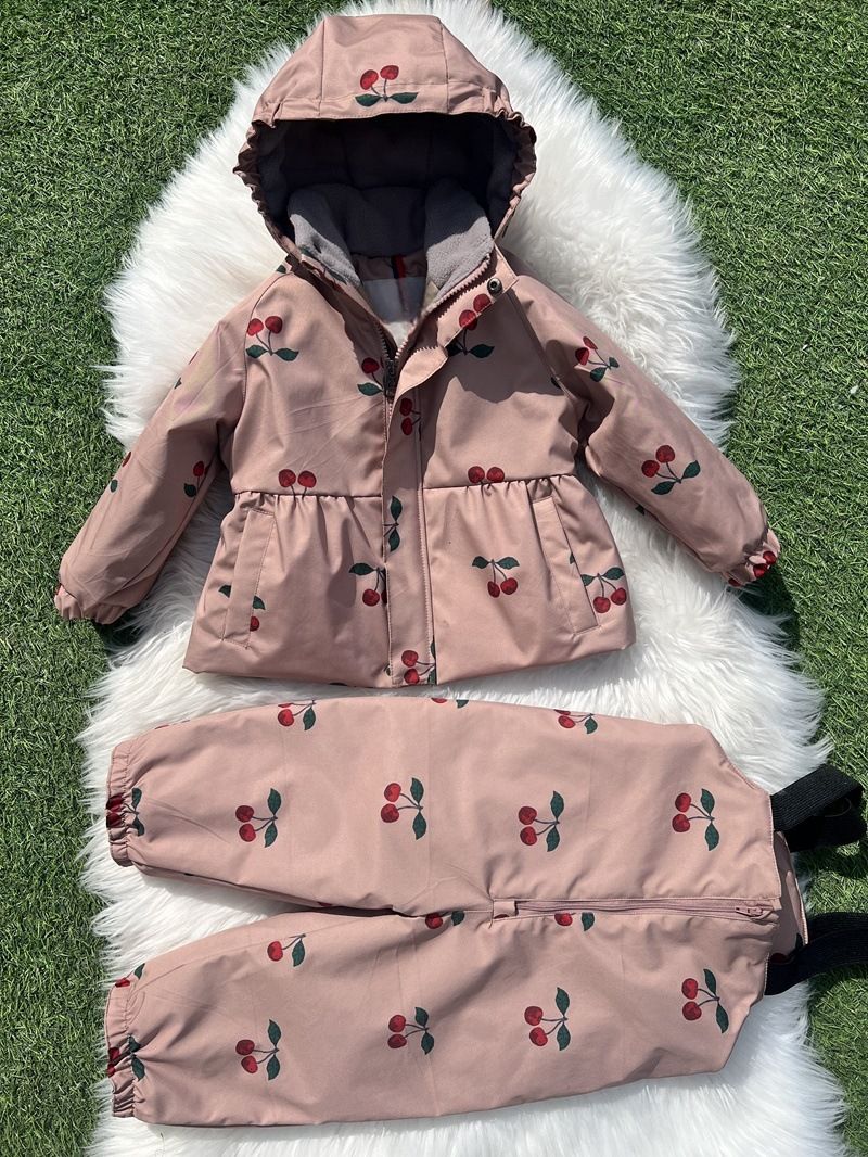 Girls' Spring Outfit Set - Floral Print Long Sleeve Top & Pants, Soft Pink & Neutral Tones, Comfortable & Stylish For Ages 3-8_desvips.com