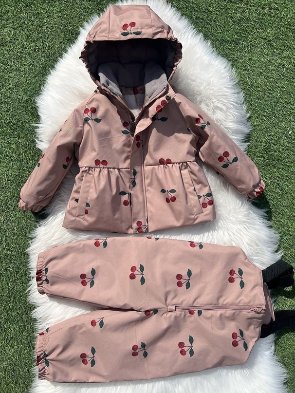 Girls' Spring Outfit Set - Floral Print Long Sleeve Top & Pants, Soft Pink & Neutral Tones, Comfortable & Stylish For Ages 3-8_desvips.com