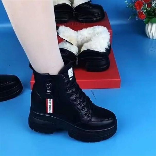 Soft Leather Snow 2024 New High-end Winter With Plush Warmth Martin Boots Thick Sole Anti Slip Cotton Shoes For Women_desvips.com