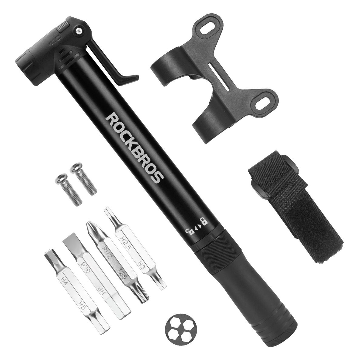 ROCKBROS Bicycle Pump With Ratchet Tool Portable Pump Multifunction MTB_desvips.com