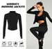 Women's Tracksuit Slim Fit Long Sleeved Fiess Coat Yoga Crop Tops With Thumb Holes Gym Jacket Workout Sweatshirts_desvips.com