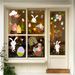 glass Door Stickers, Colorful Eggs, Bunny Decorations, Mall Easter Adhesive-free Electrostatic Window Decals_desvips.com