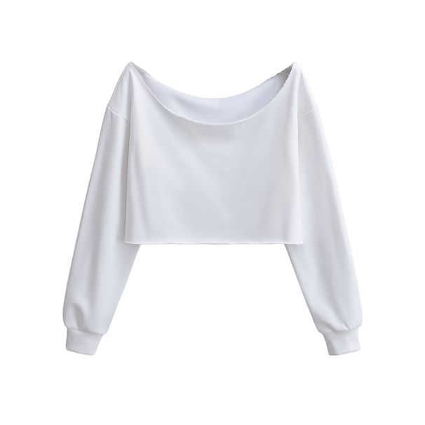 American Street Dance Sexy Sloping Shoulder Fringed Hoodie, Women's Style Spicy Girl Ultra Short, Exposed Navel Slimming_desvips.com