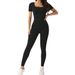 U-Neck Sports For Women Summer Short Sleeve High Waist Hip-Lifting Fitness Wear Slimming Tight Yoga Jumpsuit_desvips.com