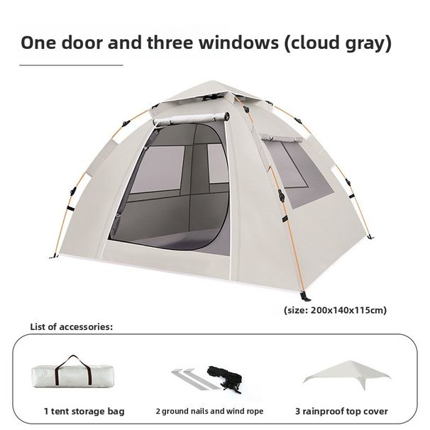 Tent Outdoor Folding Portable Camping Gear Overnight Rainproof Thickened Beach Fully Automatic One-Button Opening And_desvips.com
