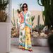 Women's Clothing fashion personality printed linen color matching holiday leisure tether suit_desvips.com