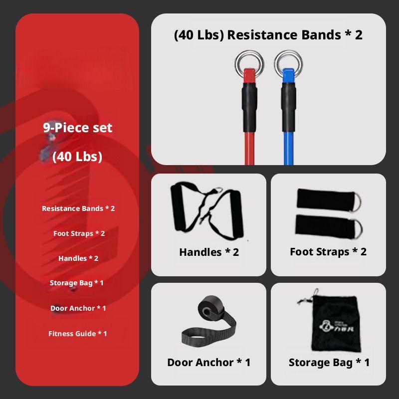 Men's Fitness 11-piece Set Of Exercise, Multifunctional Resistance Bands For Home Chest Muscle Training And Back_desvips.com