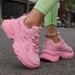 2024 Autumn New Dad Korean Edition Round Head Thick Bottom Increased Casual Lace Sports Women's Shoes Trendy_desvips.com