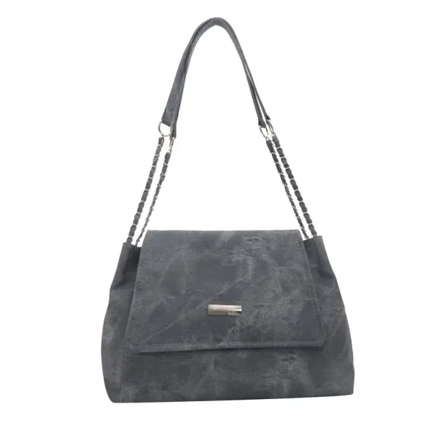 Women's Shoulder Bag: Trendy Chain Crossbody Bag, Triple Tone: Grey/Brown/Blue E0a1_desvips.com