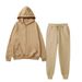 Fleece Zipper Shirt Men's Cardigan Hooded Loose Sweatshirt Sweatpants Solid Color Full Set Sportswear_desvips.com
