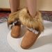 New Round Toe Flat Wool And Fleece Warm Cotton Boots_desvips.com