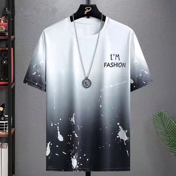 Men's Clothing casual sports suit 2024 summer new style handsome matching shorts Korean version large size loose ice silk short sleeves_desvips.com