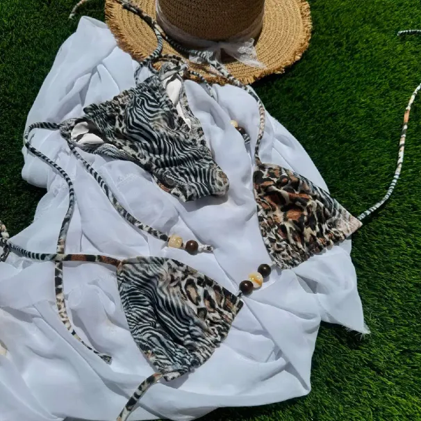 New Sexy Lace Patchwork Brazilian Bikini Set Female Swimwear Women Print Halter Swimsuit Bathing Suit Biquini_desvips.com