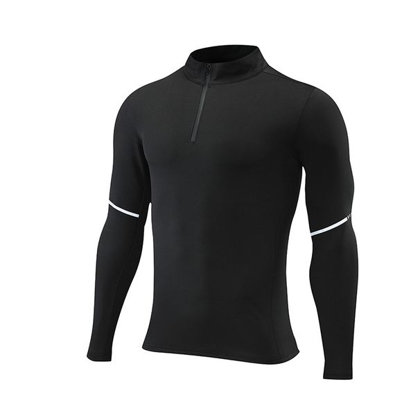 New Half Zipper Quick Drying Clothing Men's Tight Height Elastic Stand Up Collar Golf Suit Outdoor Running Fitness Wear T-Shirt Long Sleeve_desvips.com