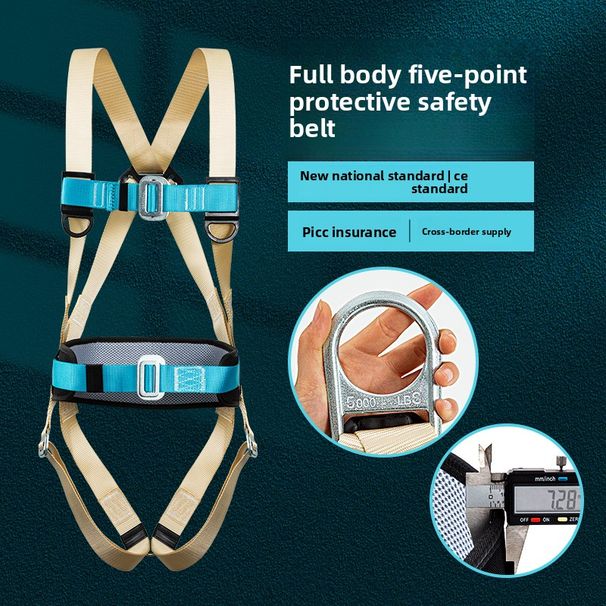 Wholesale New National Standard High-Altitude Work Wear-Resistant Polyester European Five-Point Safety Protection Belt_desvips.com