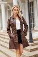 elegant trench coat for women – slim fit long leather windbreaker (bury/dark brown, sl)_desvips.com