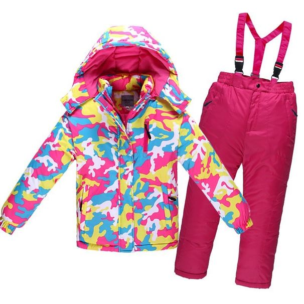 PeakGo PeakGo Children's Suit Set Boys Girls Windproof Waterproof Thickened Warm Outdoor Cotton Jacket And Pants Ski Shirt_desvips.com