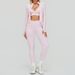 2/3PCS Seamless Yoga Set Gym Workout Athletic Wear Women Legging Fitness Three-piece Top Long Sleeve Sports Suits_desvips.com