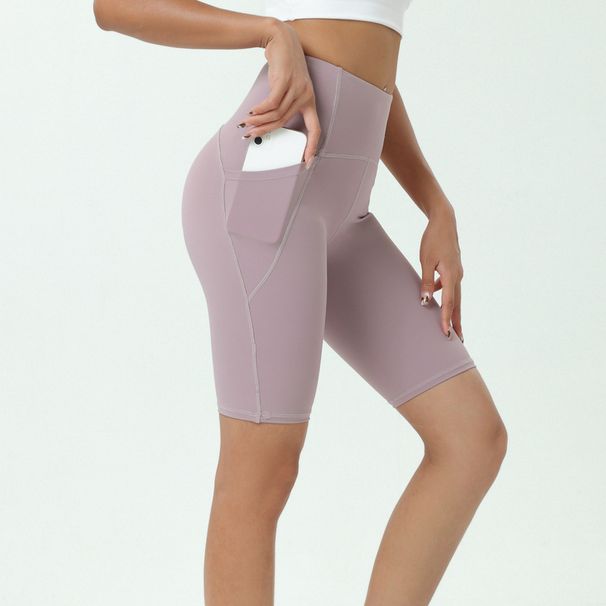 Women’s Clothing Nude Sports Women's Tight Quick Drying Shorts Fitness Running Belt Pocket Mid Length Pants Breathable Yoga Pants_desvips.com
