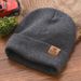 Children's Autumn Winter 2024 New Style Big Kids Color Block Patch Simple Versatile Round Neck Knitted Wool Hat_desvips.com