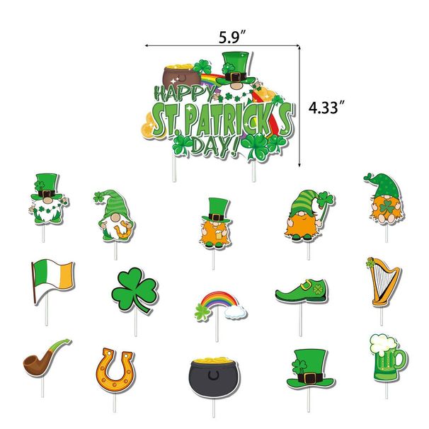 St. Patrick's Party Decoration Shamrock Balloon Banner Cake Topper Set Irish National Day Arrangement_desvips.com