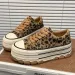 Women's Casual Shoes:Fashion Thick Sole Increase Height 2024 New Korean Version Lace-up Versatile,Black/Red/Leopard_desvips.com