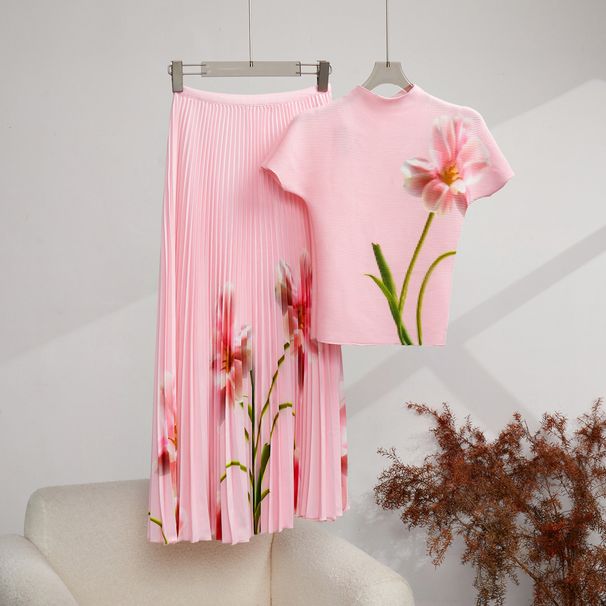 Women's Clothing high end pleated casual slim skirt suit_desvips.com