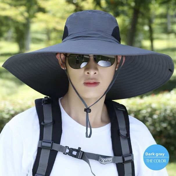 for Men, Summer Sun Hat, Outdoor Hiking Fishing Wide Brim Face Covering UV Protection Fisherman Hat_desvips.com