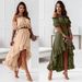 Women's Clothing new one-shoulder ruffle skirt suit casual irregular short-sleeved two-piece suit_desvips.com