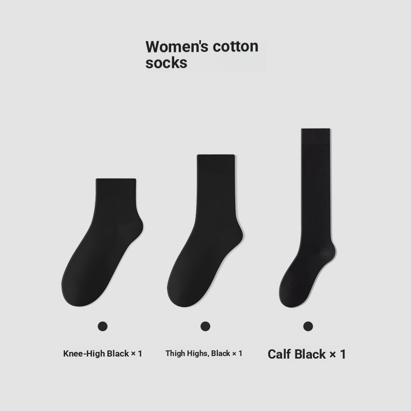 Calf Socks For Women Autumn And Winter Cotton Socks For Women's Pressure Slim Leg Socks Black And White Over The Knee Socks_desvips.com
