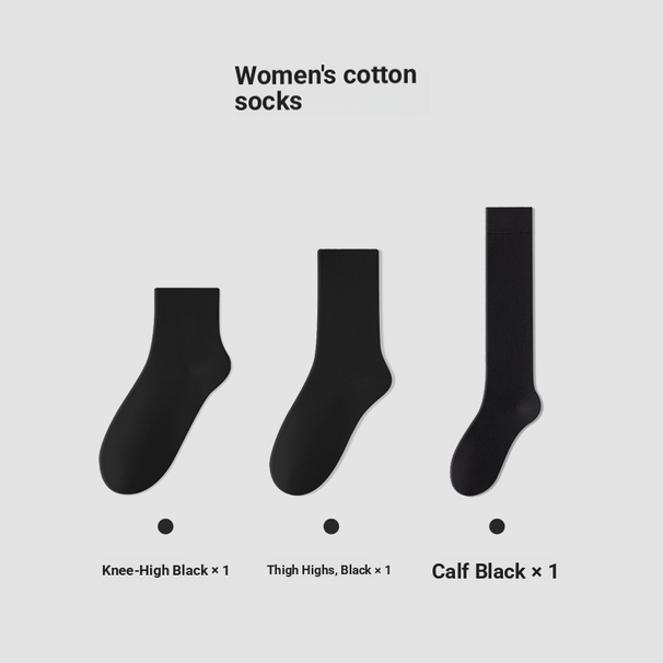 Calf Socks For Women Autumn And Winter Cotton Socks For Women's Pressure Slim Leg Socks Black And White Over The Knee Socks_desvips.com