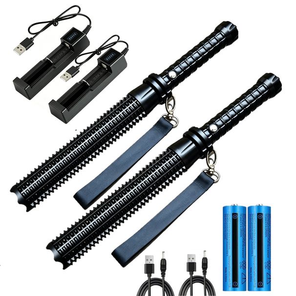 2 Stück Ultrahell Leistungsstark Aufladbar Sicherheitsstick Taschenlampe Handgerät Licht Zuhause, Im Freien, Camping Taktische Fackel Lampen_desvips.com