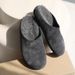 Genuine Leather Wool For Women, Thick Sole, Warm, Closed Toe, Half Lazy, Thickened And Fleece Lined_desvips.com