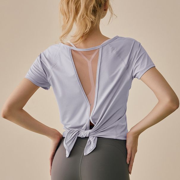 LazyZoom Yoga Clothes Women Summer Sports Top Short Sleeve Set Running T-Shirt Loose Cover-Up Fitness Pilates Training Wear_desvips.com