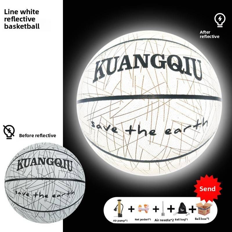 Glow In The Dark Basketball Size 7 - Premium PU With Reflective & Sweat-Absorbent Technology For Night Games_desvips.com