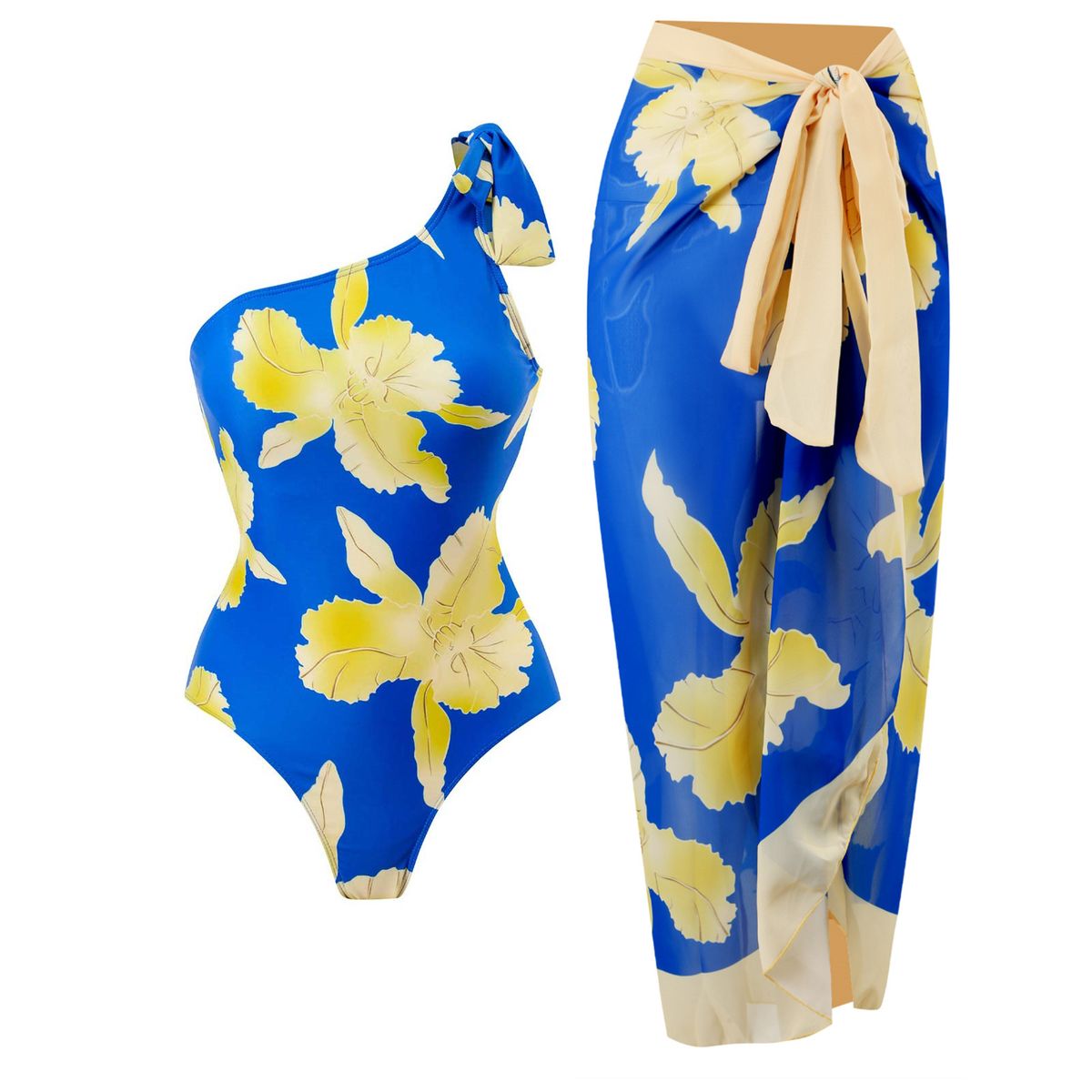 New Sexy One-piece Swimsuit Women's Vintage Print Peplum Bikini Beach Dress Set_desvips.com