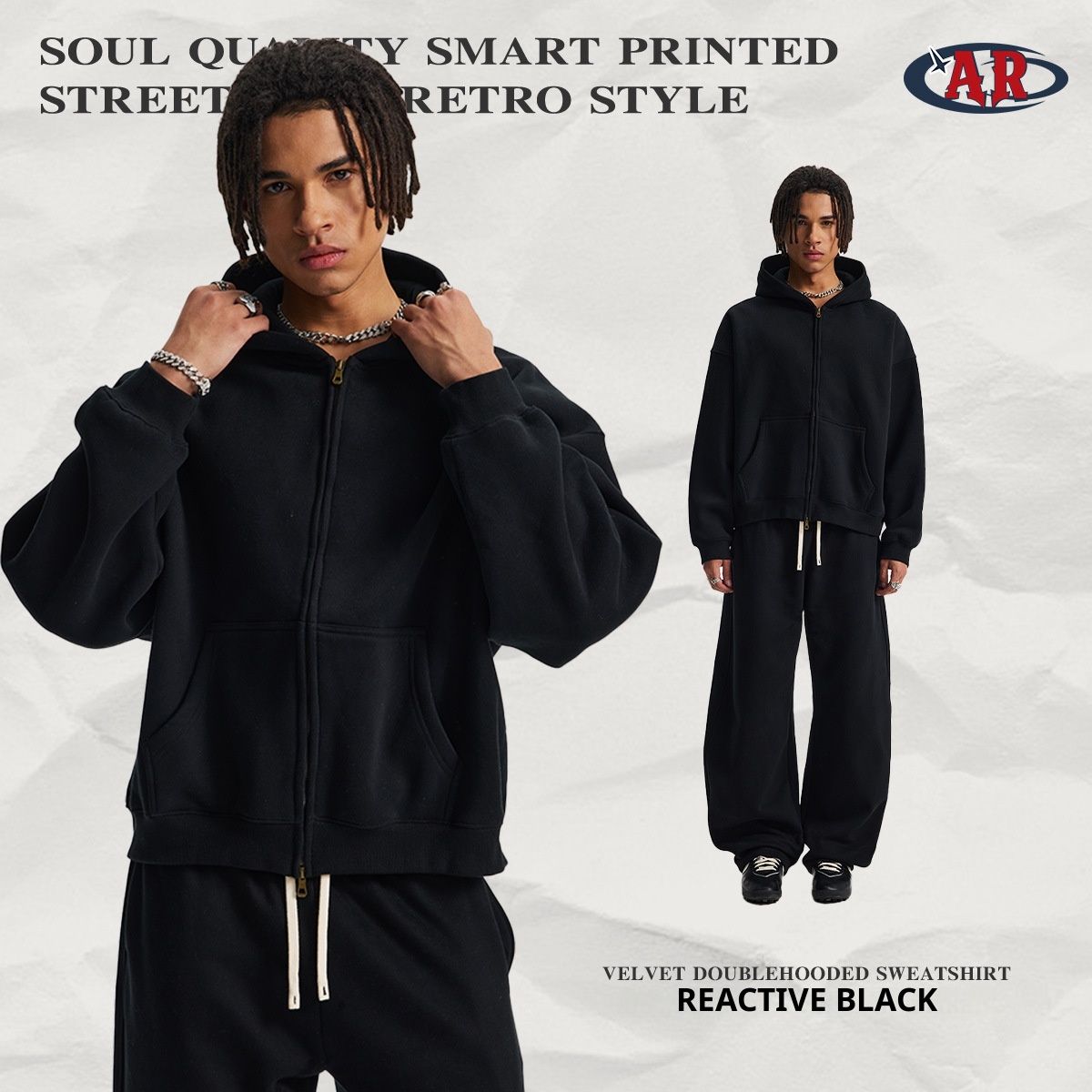 001 2025 Autumn Winter BOXY Short Zipper Cardigan New Drop Shoulder Loose Unisex Hooded Fleece Sweatshirt Cross-Border_desvips.com