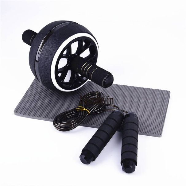 Three-piece Set Of Abdominal Training Wheels, Steel Wire Skipping Rope, Abdominal Training Machine, Kneeling Mat, Indoor Small Fitness Equipment_desvips.com