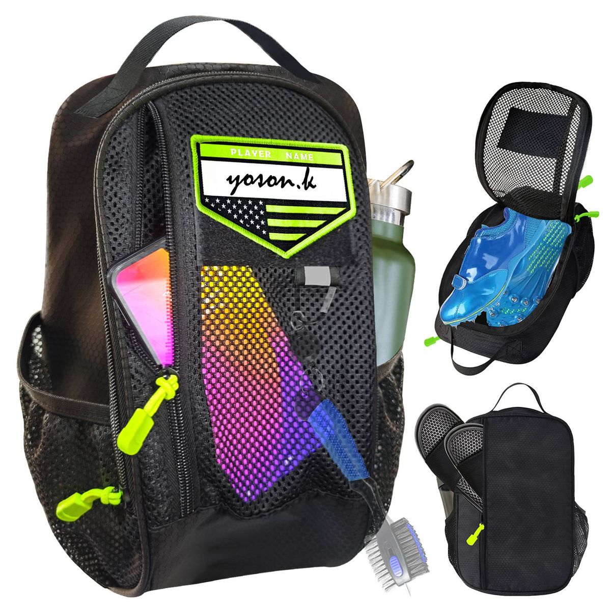 Zipper Sports Bag Side Accessory Pocket For Storing Golf Accessories, Shoe Carry Bags With Clasped Strap Handle_desvips.com