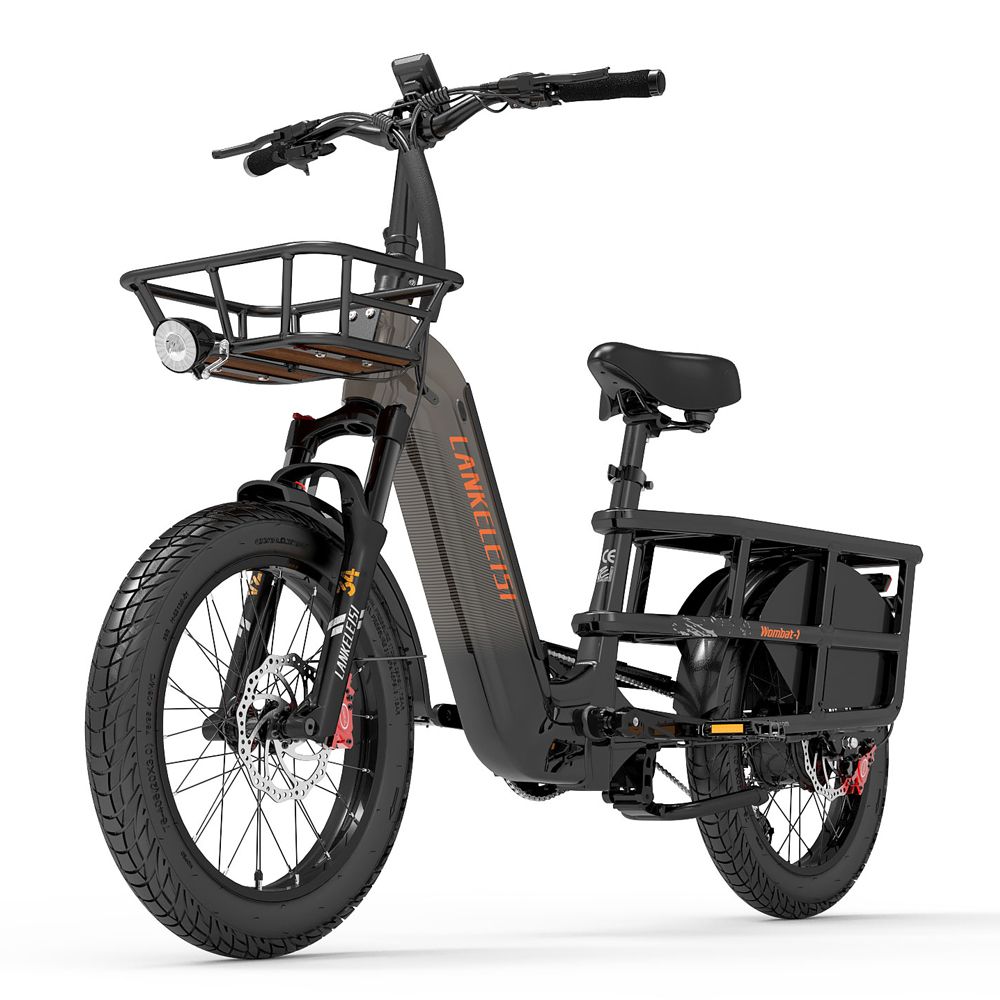 LANKELEISI Wombat-1 Cargo Electric Bicycle, 1000W, 20AH Battery, 7 Speeds, 20*3.0 Tires_desvips.com