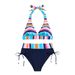 Two-Piece Separates New Swimsuit Striped Print Split Sexy Bikini Swimsuit Female Bikini_desvips.com