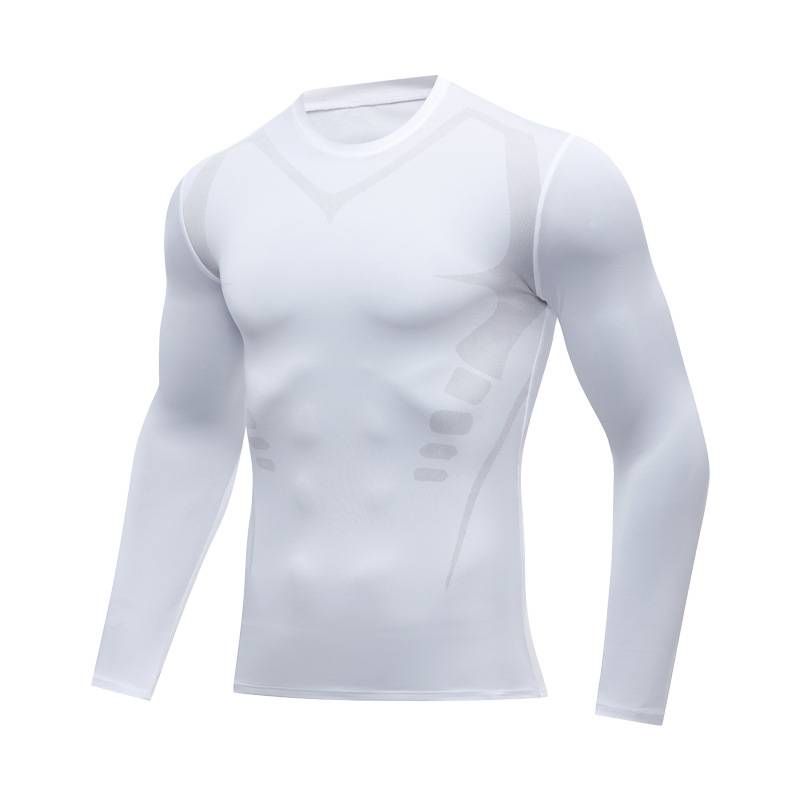Men's American-style Long-sleeve Compression Top - Autumn Fitness/basketball Wear, Quick-dry, Breathable, Printed Mesh Base Layer For Track And Field_desvips.com