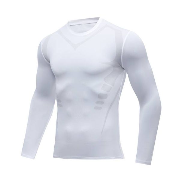 Men's American-style Long-sleeve Compression Top - Autumn Fitness/basketball Wear, Quick-dry, Breathable, Printed Mesh Base Layer For Track And Field_desvips.com